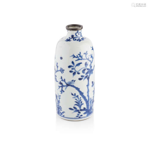 BLUE AND WHITE BOTTLE KANGXI PERIOD 21cm high