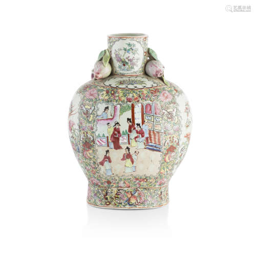FAMILLE ROSE MOON FLASK XIANFENG MARK AND OF THE PERIOD 41cm high