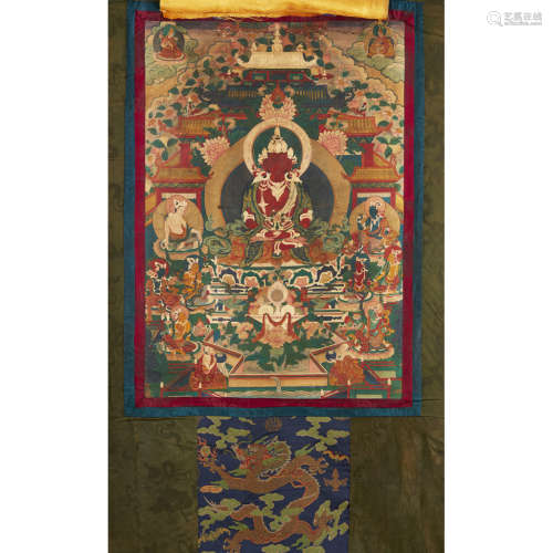 THANGKA DEPICTING BUDDHA AMITAYUS TIBET, LATE 19TH/EARLY 20TH CENTURY 66 x 53cm (sight)