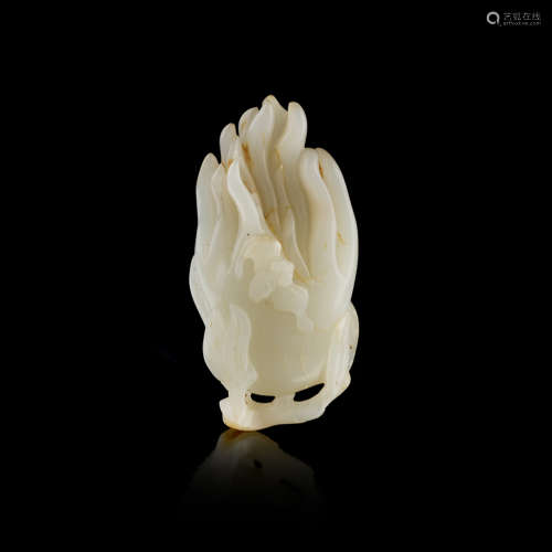 WHITE JADE CARVING OF TWO FINGERED CITRONS QING DYNASTY, 18TH CENTURY 8.3cm high