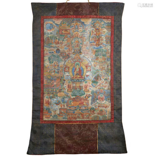 THANGKA OF BUDDHA SHAKYAMUNI TIBET, 18TH/19TH CENTURY 79 x 54cm (sight)