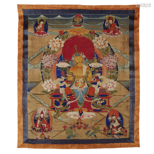 THANGKA DEPICTING BUDDHA MAITREYA TIBET, CIRCA 1850 61 x 45cm (sight)