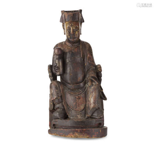 PAINTED WOOD FIGURE OF AN OFFICIAL MING DYNASTY 70cm high