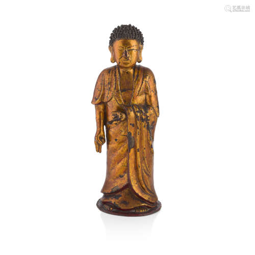BRONZE LACQUERED STATUE OF A BUDDHA 46cm high