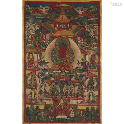 THANGKA OF AMITABHA BUDDHA TIBET, 19TH CENTURY 62 x 40cm