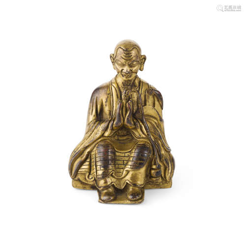GILT-BRONZE FIGURE OF A SEATED LUOHAN QING DYNASTY, 18TH/19TH CENTURY 10.5cm high