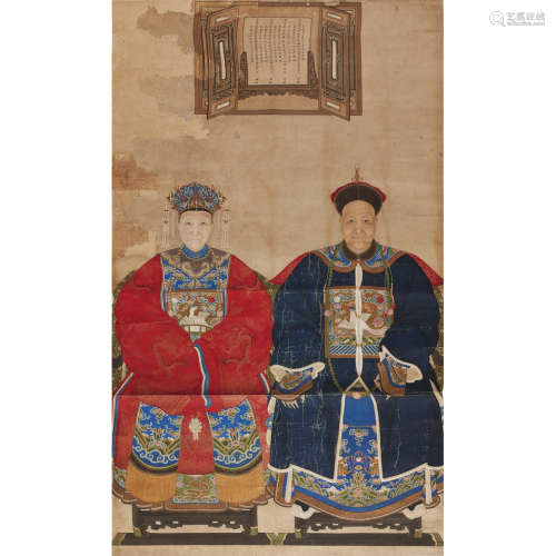 ANCESTOR PORTRAIT LATE QING DYNASTY 92 x 147cm