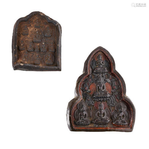 TZA TZA OF FIVE SEATED BUDDHA TIBET, 19TH CENTURY