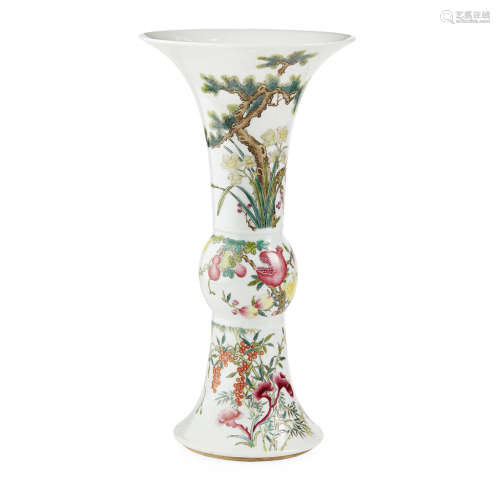 FAMILLE ROSE GU-FORM VASE REPUBLIC PERIOD 25.5cm high