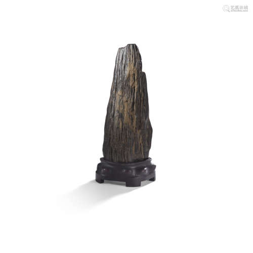 SMALL FOSSILISED WOOD SCHOLAR'S ROCK 14.5cm high (excluding stand)