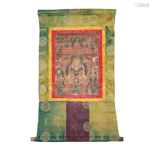 THANGKA OF THE CROWNED SHAKYAMUNI BUDDHA TIBET, 19TH CENTURY 44x33cm (sight)