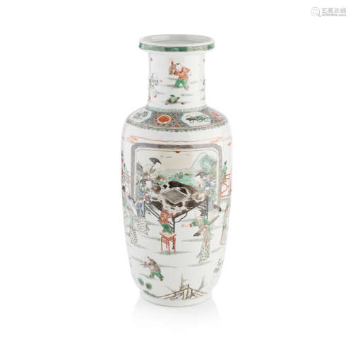 FAMILLE VERTE ROULEAU VASE KANGXI PERIOD 44cm high