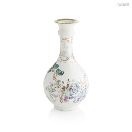 FAMILLE ROSE GARLIC-MOUTH VASE QING DYNASTY, POSSIBLY YONGZHENG PERIOD 26cm high