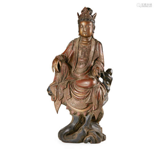 LARGE LACQUER WOOD FIGURE OF GUANYIN 121cm high