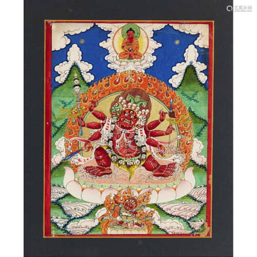 MINIATURE PAINTING OF HAYAGRIVA MONGOLIA, 19TH CENTURY 19 x 14cm