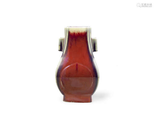 A flambé-glazed pear-shaped vase, hu,Guangxu six-character mark and of the period