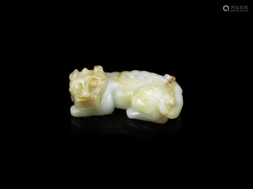 Two pale green and russet jade carvings,Late Qing Dynasty and later