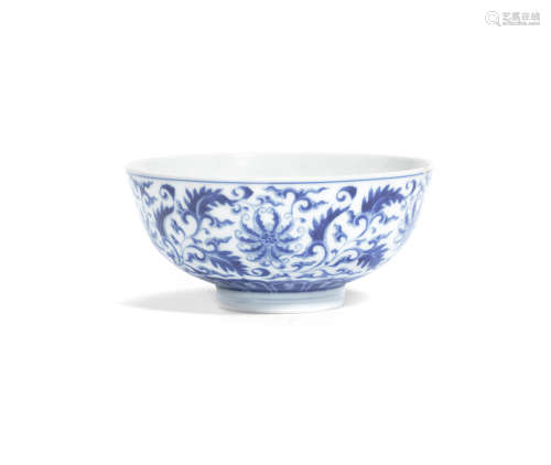 A blue and white 'indian lotus' bowl,Yongzheng six-character mark and possibly of the period