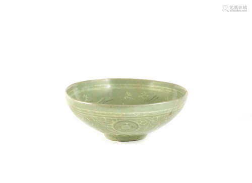 A Korean slip-inlaid celadon bowl,Koryo Dynasty, 12th/13th century