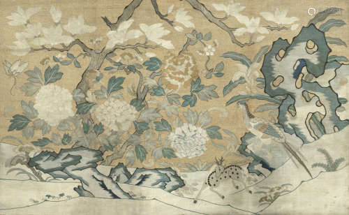 A kesi panel mounted as a scroll,The panel Ming Dynasty