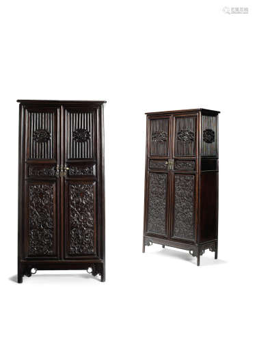 A matched pair of zitan cabinets,20th century