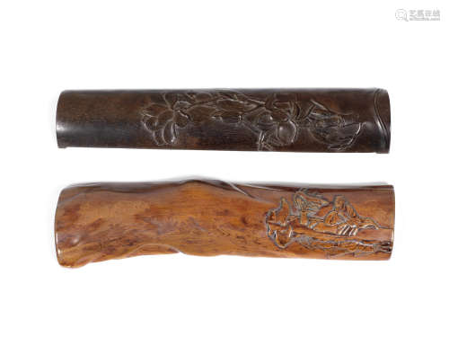 Two wood carved wrist rests,Late Qing Dynasty