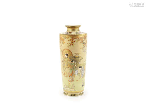 A Satsuma tapering cylindrical vase,By Sozan, Meiji Period