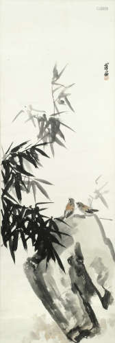 Luo Ming (1912-1998),Birds and bamboo