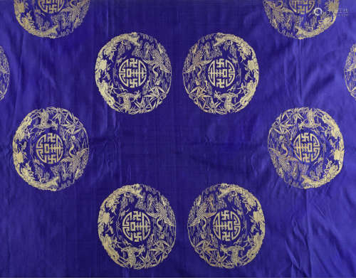 A large violet-ground silk bolt,Early 20th century