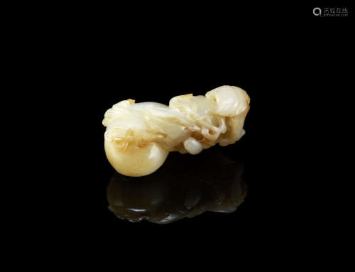 A white and russet jade carving of gourds,18th/19th century