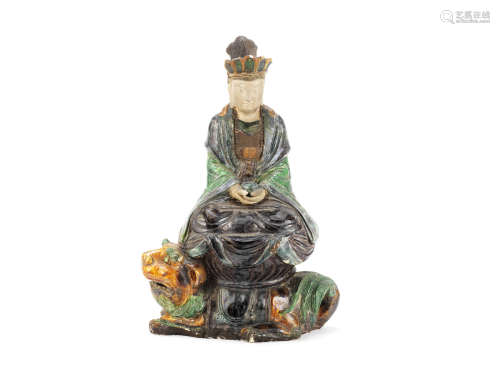 A sancai-glazed figure of Guanyin,Ming Dynasty