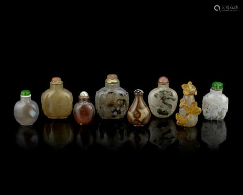 A group of agate and hard stone snuff bottles,19th/20th century