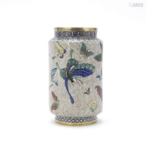 A cloisonné enamel 'butterflies' lantern vase,19th century