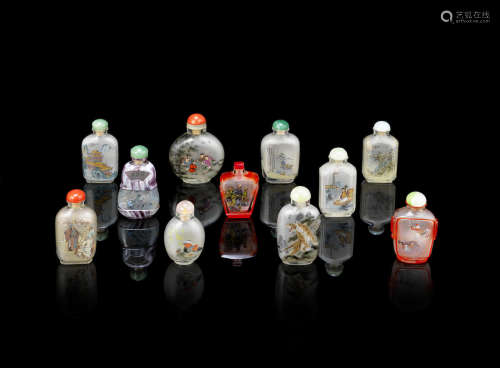 A small collection of inside painted snuff bottles,20th century