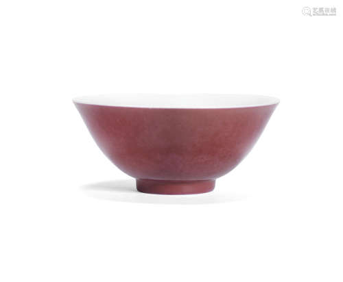 A copper red-glazed bowl,Tongzhi six-character mark and of the period