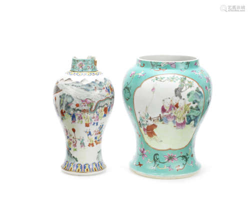 Two famille rose baluster vases,19th century