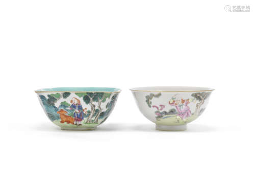 Two famille rose 'European subject' bowls,19th century