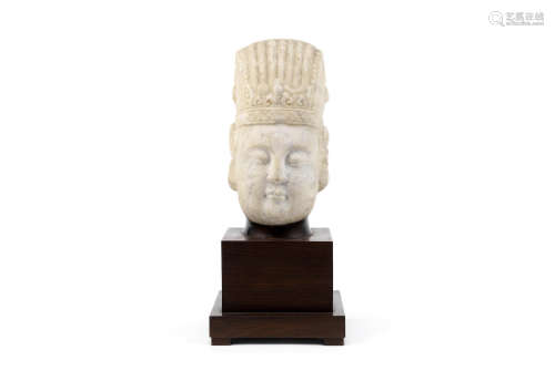 A limestone head of a scholar,Ming Dynasty