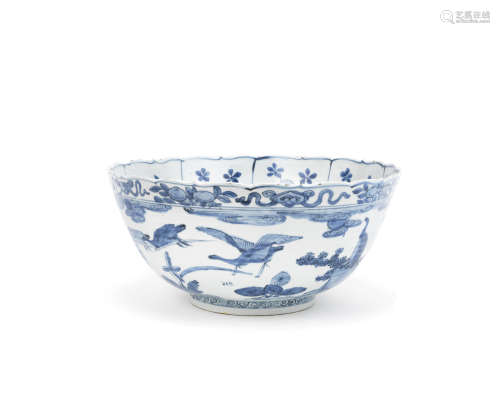 A large blue and white bowl,Wanli
