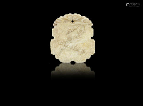 A 'chicken-bone' jade pendant plaque,19th century