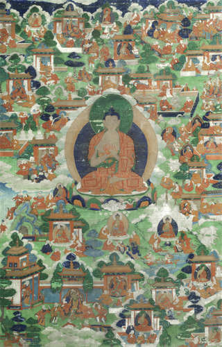 A 'Jataka Tales' thangka of Sakyamuni,18th/19th century