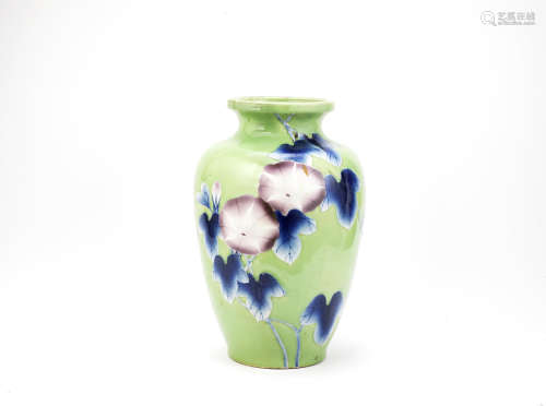 A large Japanese green-ground vase,Taisho Period