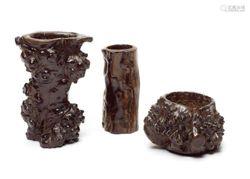 Two rootwood and burlwood scholar's objects,Qing Dynasty