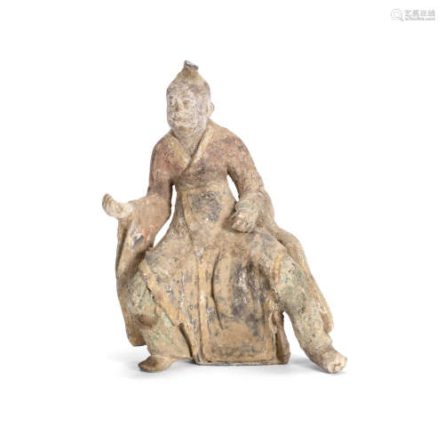 A painted pottery figure of a musician,Tang Dynasty