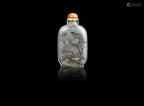 An inside-painted glass snuff bottle,Signed Yan Yutian, cyclically dated yiwei year corresponding to 1895