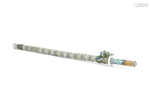 An unusual enamel and hardstone-decorated ceremonial sword and scabbard,Late Qing Dynasty/Republic Period