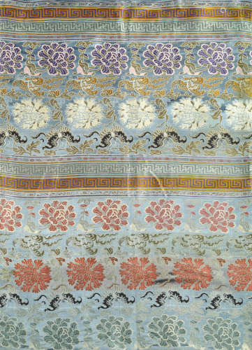 A silk embroidered 'peony' textile,Early 20th century