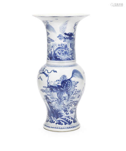 A blue and white baluster vase, yenyen,Kangxi
