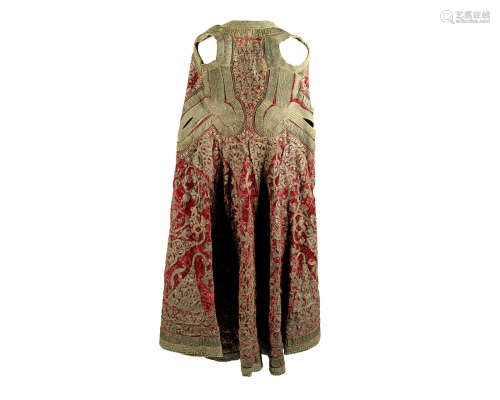 An Ottoman embroidered red velvet tunic,19th century