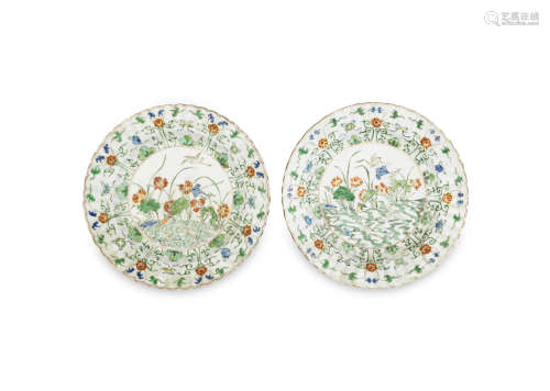 A pair of famille verte dishes,Kangxi